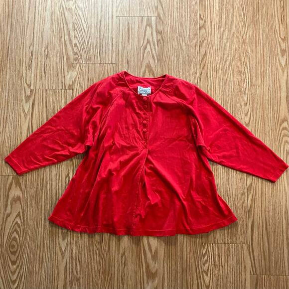 Players Sport Vintage Red Button-up Oversized Shirt Top Womens Small - Picture 2 of 16